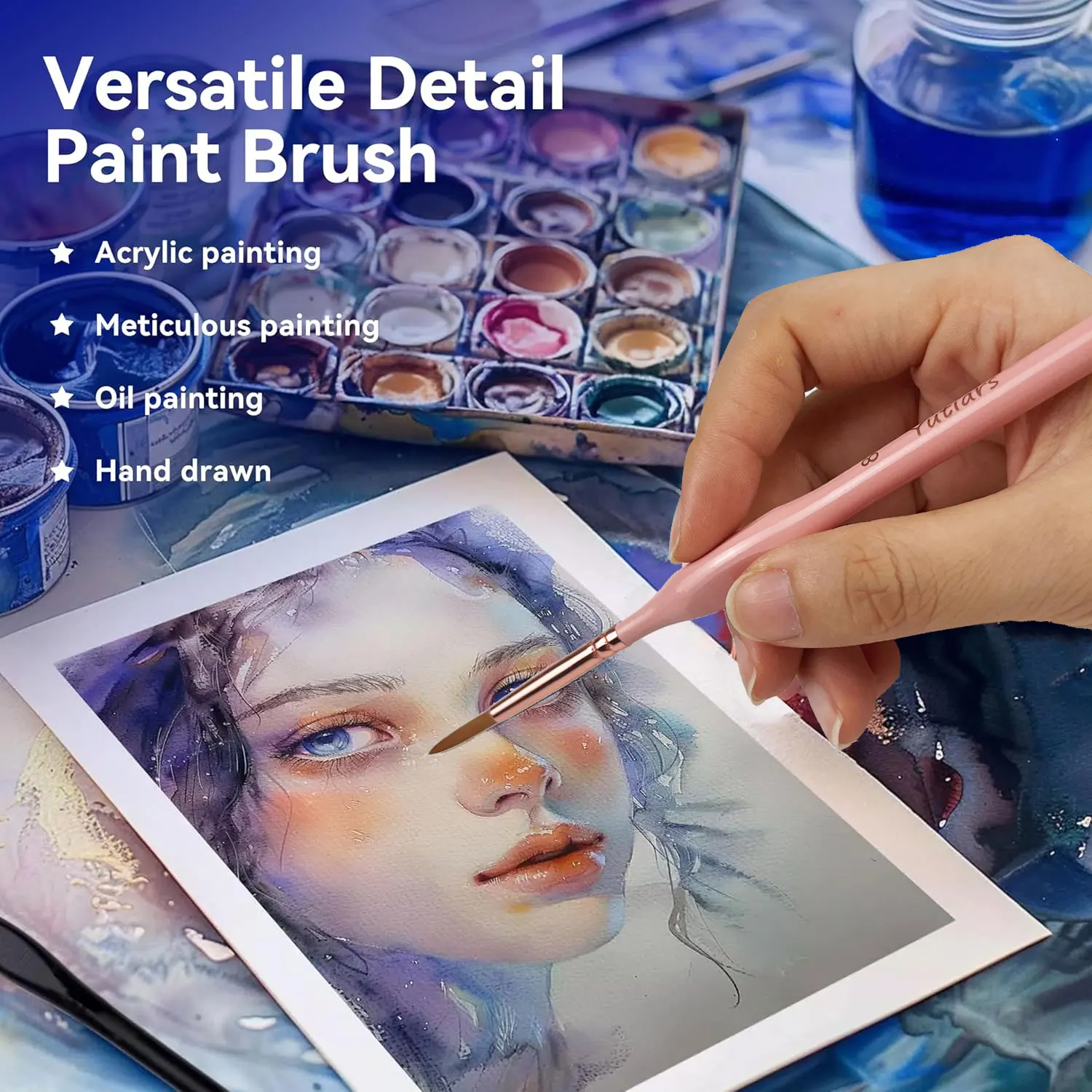 Yutiars 10PCS Micro Fine Detail Paint Brush Set Macaron Pastel Small Miniature Fine Tip Detail Brush for Acrylic Oil Watercolor 5