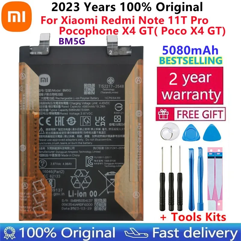 

Аккумулятор BM5G для Xiaomi Redmi note11T Pro / Pocophone X4 GT / Poco X4 GT, запасная часть, аккумулятор для телефона, оригинал