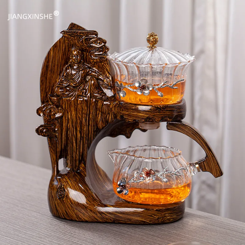 Creative Buddha Statue Glass Tea Set Automatic Teapot Tea Heat-resistant Kungfu Drinking Make
