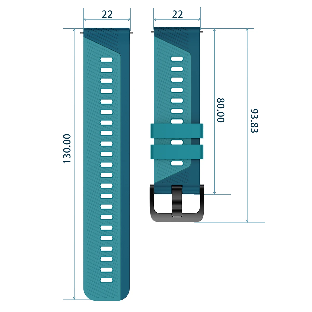 Premium 22mm Silicone Watch Strap in Black
