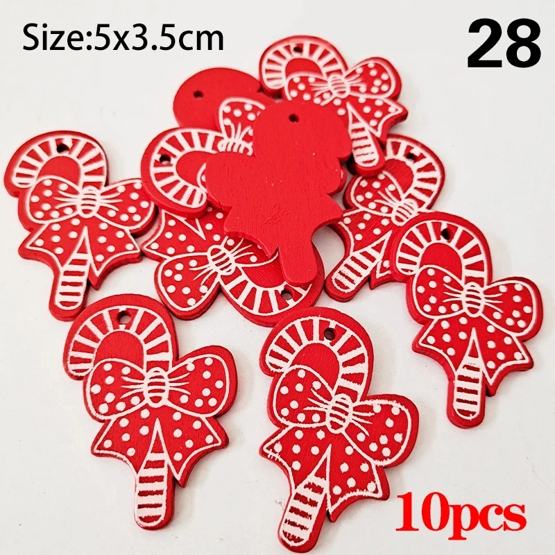 DIY Xmas Tree Hanging Pendants Christmas Wooden Ornaments Handicrafts christmas decorations 10Pcs/Lot