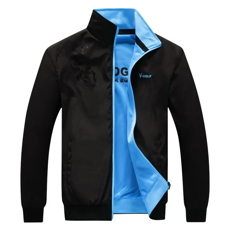 Spring Autumn New Thin Printing Loose Men's Coats Long Sleeve Solid All-match Zipper Plus Size Jacket Casual Fashion Men Clothes