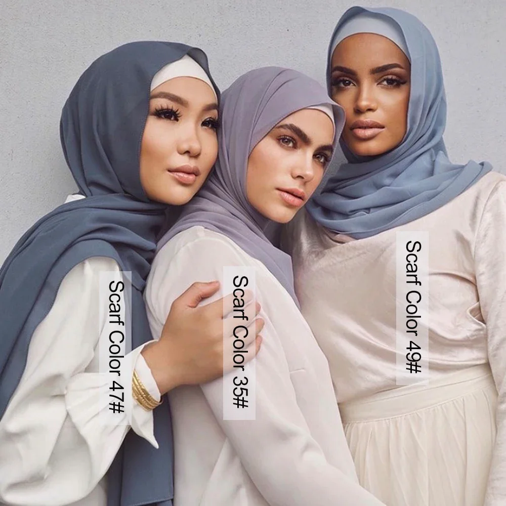 head scarf women plain bubble chiffon hijab wrap solid color shawls headband hijabs scarves 56 colors