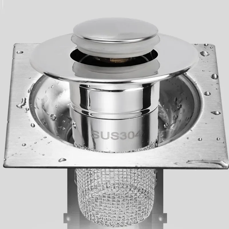 Sink Filter Floor Drain Filter Stainless Steel Pop-Up Bounce Core Basin Stopper Washbasin Plug Anti-clog Hair Catcher Shower Sink Strainer