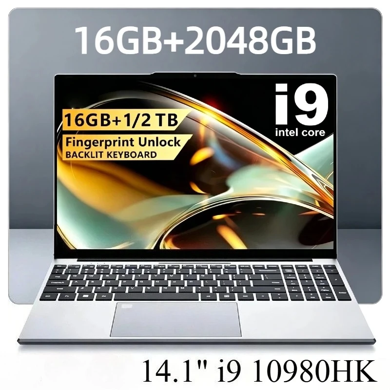 لابتوب احترافي جديد وسريع بمعالج Intel Core i9 10980HK، شاشة 14.1 بوصة، 8 أنوية و16 مسارًا، سرعة 2.4-5.3 جيجاهرتز، ذاكرة 16 ميجابايت، استهلاك طاقة 45 واط، ذاكرة وصول عشوائي 32 جيجابايت، قرص صلب M.2 بسعة 2 تيرابايت، مناسب للألعاب والمكتب.