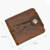 Mens Wallet Leather Genuine Short Purse Billetera Hombre Men Wallets Vintage Style Hombre Crocodile Alligato Portemonne 5