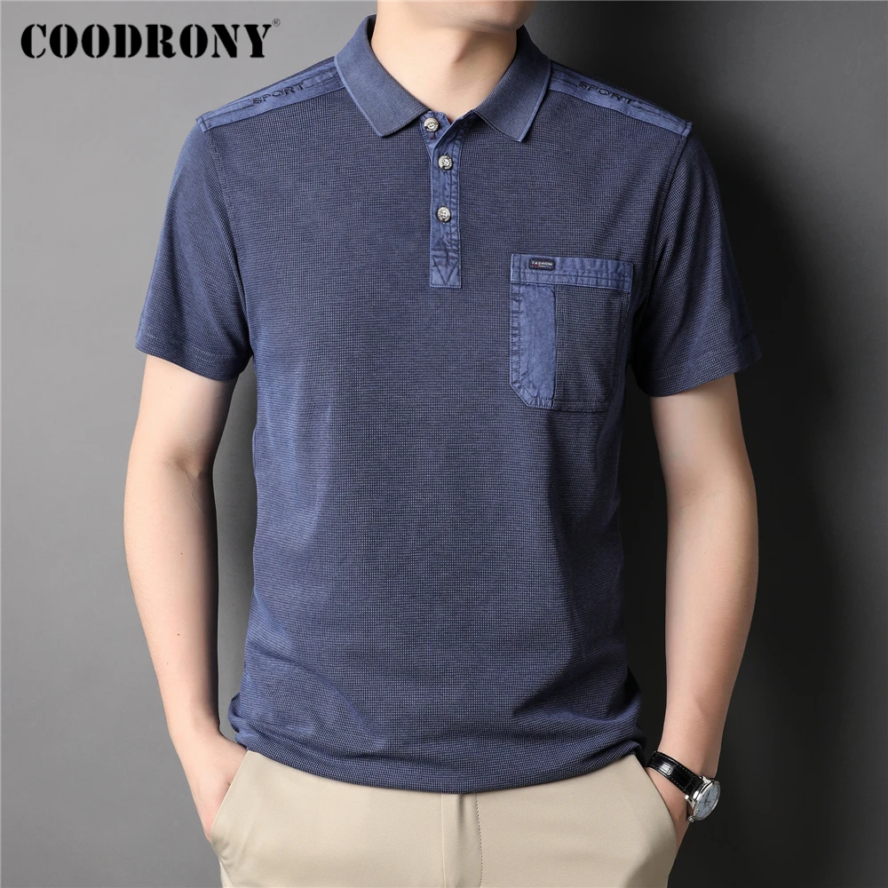 

COODRONY Brand Summer New Arrival True Pocket Short Sleeve Polo-Shirt Men Clothing Cotton Business Casual T-Shirt Homme Z5170S