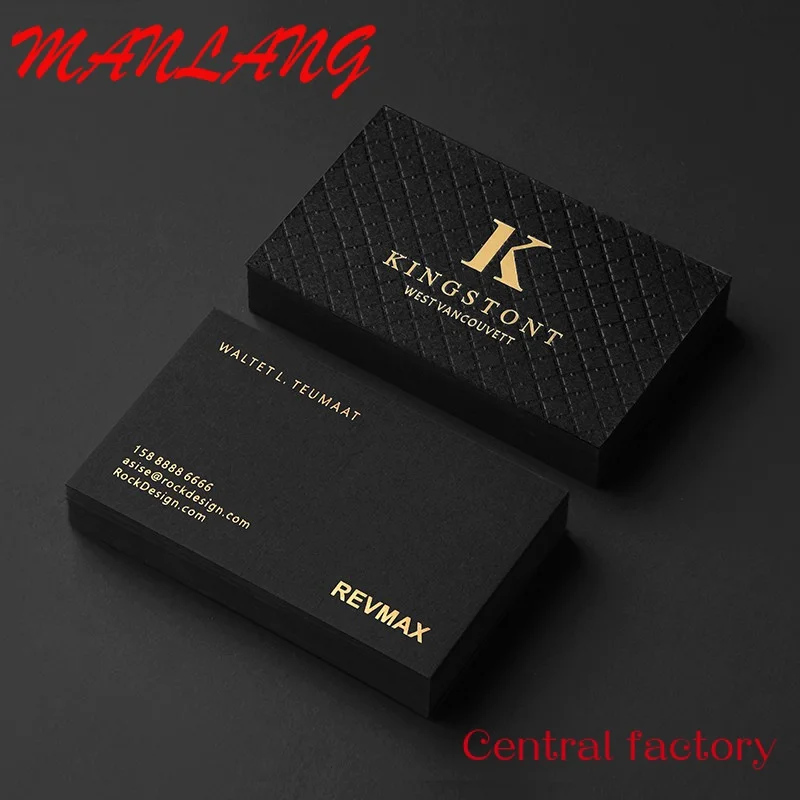

Custom Custom Design Visiting Card Luxury Black Embossed Business Card Printed Gold Foil Stamping Paper Cards With Own Logo