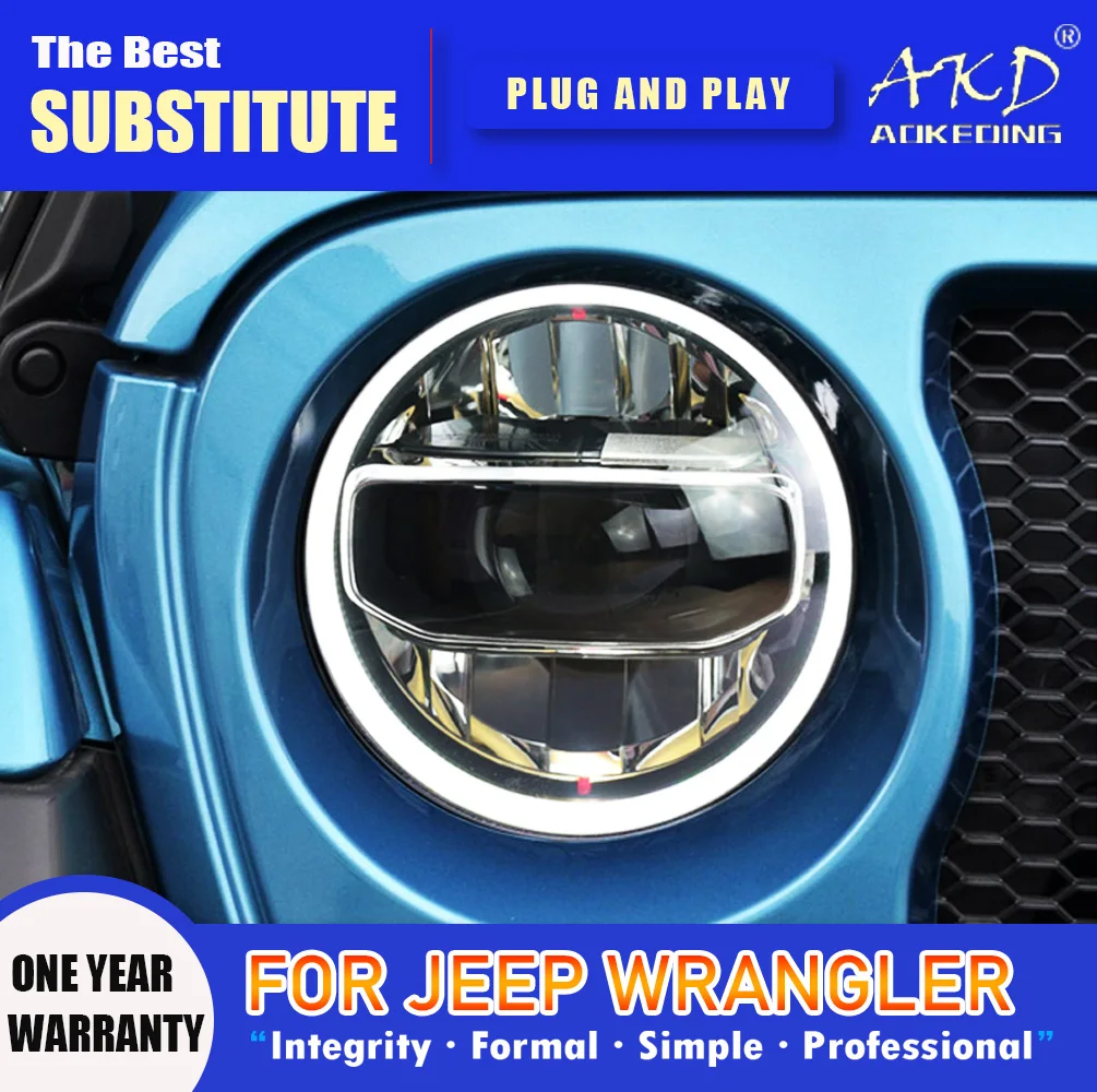 

Фара AKD для Jeep Wrangler, головная фара головного света 2018-2023, фары Wrangler DRL, сигнал поворота, фара дальнего света, объектив проектора Angel Eye