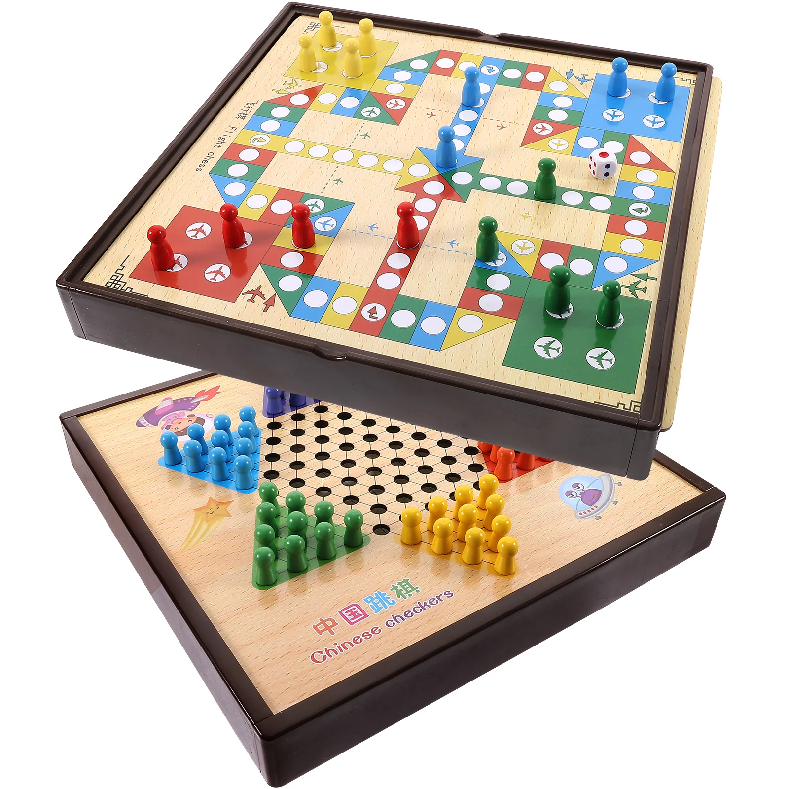 Educational Gift Toys for Children and Students Flying Chess Game Board Carpet Backgammon Kids Wooden Desk Playset ship rudder lighthouse beach vintage wooden board bathroom curtain set non slip rug flannel carpet cover shower curtain bath mat
