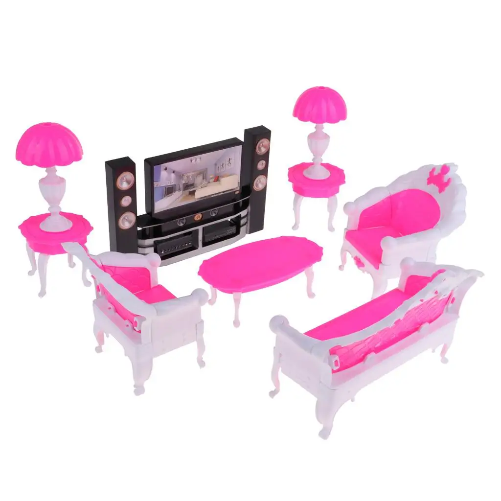 

Modern Dollhouse Miniature 7Pieces Furniture Tea Table Sofa Table
