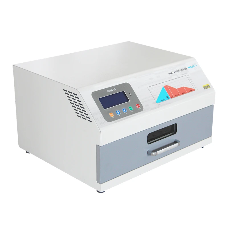 

RF-200A 800W Lead-Free Reflow Oven 200x150mm Infrared Heating Drawer Type Reflow Oven Soldering Station For PCB Small Welding