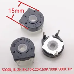 Premium Adjustable Resistor Switches - 5-Pack Elliptical Hole Horizontal Design, Wide Resistance Range - 500 Ohm