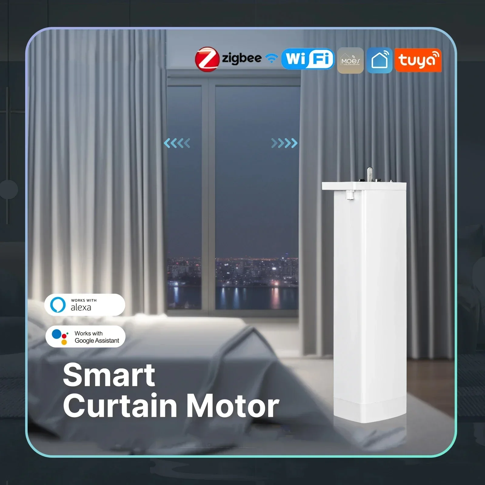 

WiFi/Zigbee Smart Curtain Motor Electric Curtains Opener Super Silent For Curtain Track Remote Control Work with Alexa