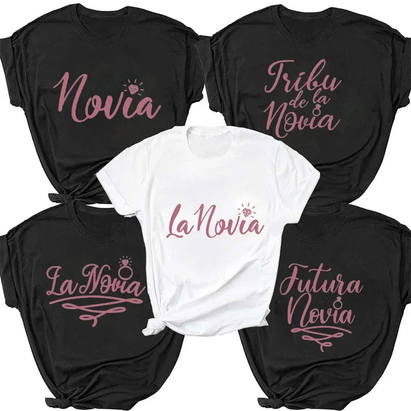 

Bridesmaid Tshirt Team Bride Tops Spanish Bachelorette Bachelor Hen Party T Shirt Single Farewell Wedding Party T-shirt EVJF Tee