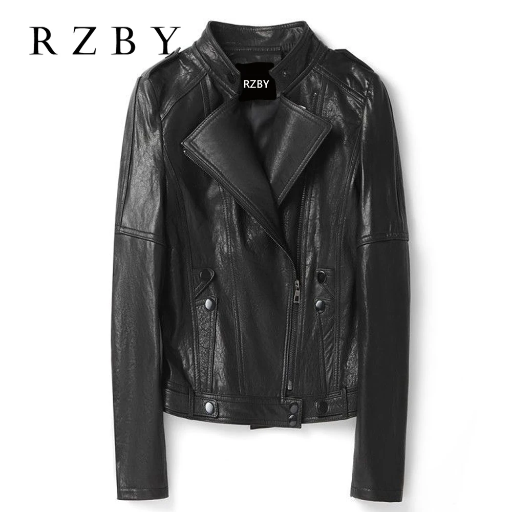 Retro Sheepskin Leather Jackets genuine Tренч женский Turn Collar