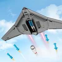 Military USA H-20 Stealth Strategic Bomber Fighter Model Building Blocks Technical Sergeant Combat Aircraft MOC Bricks Toys Gift 2