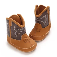 0-18 months fashionable baby shoes Western cowboy boots PU embroidered retro midsole boots anti slip walking shoes 4