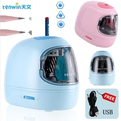 Tenwin round helmet pencil sharpener dual-powered usb Sharpener adjustable electric pencil sharpener campus stationery