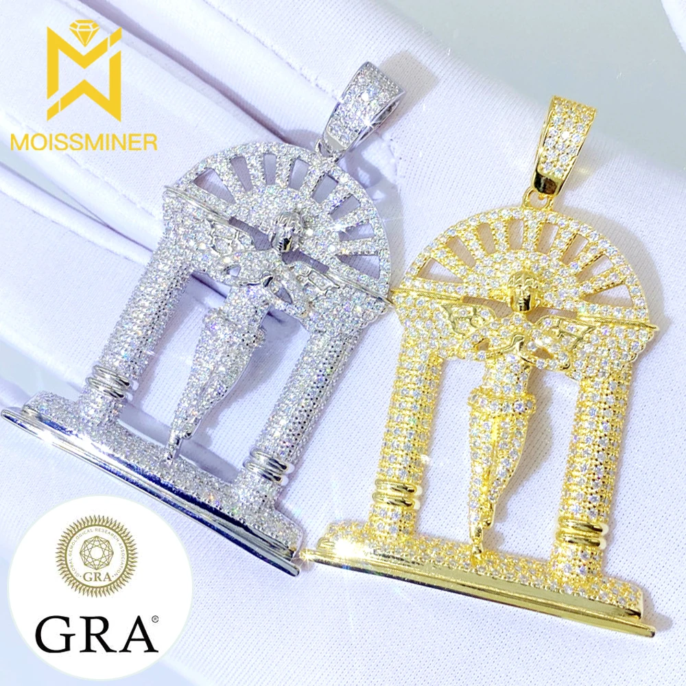 Moissanite S925 Angel Door Cross Iced Out Pendant Necklaces For Men Women Jewelry Pass Diamonds Tester With GRA Free Shipping angel 11ct stamped cross stitch 40 50cm