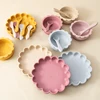 4PCS Silicone Baby Tableware Set Lion Shape Plate Bowl Soft Spoon Fork Feeding Trianing Baby Dining Plate Suction Baby Dishes 1