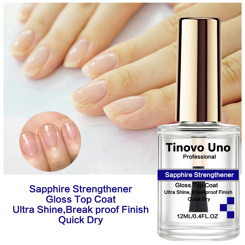 Nail Strengthener Growth Oil Tinovo Uno Sapphire Nail Strengthener Growth Oil Nail Art Treatment 12ML Natural Ultra Shine Top Coat Finish Air Dry Polish