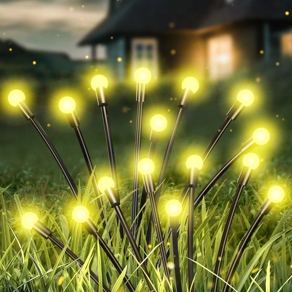 2 Pack Solar Firefly Lights Outdoor, Waterproof Color Changing Solar Garden Light for Yard, Patio Pathway, Lawn & Holiday Decors