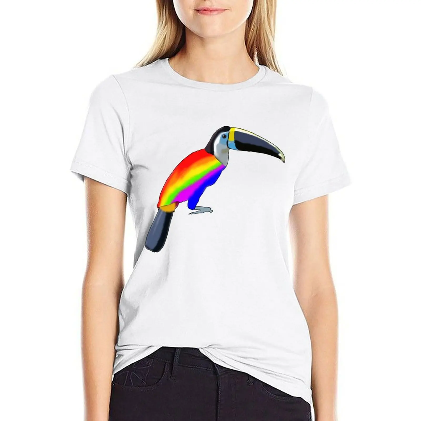 

Rainbow Toucan T-shirt tops funny female Women t shirt
