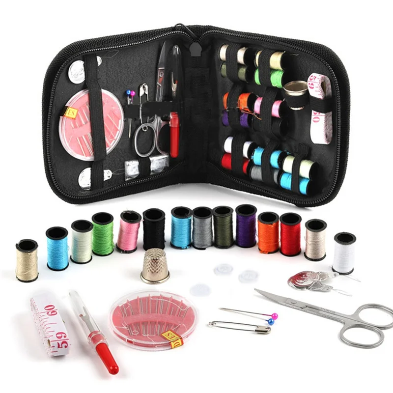 27Pcs Black Portable Sewing Kits Stitching Embroidery Craft Sewing Box Home Organizer Travel