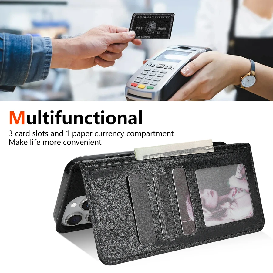 Elegant Flip Leather Wallet Case with Photo Frame Bracket and Shockproof Protective Card Holder
