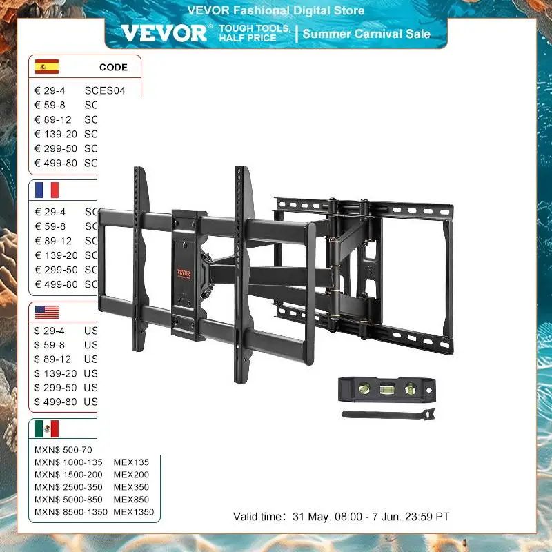 VEVOR Full Motion TV Mount Fit for Most 26-90in TVs Swivel Tilt Horizontal Adjustment TV Wall Mount Bracket W/ Articulating Arms
