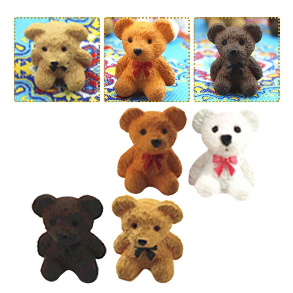 

Mini Bear Figurines Plastic Tiny Bear Models Mini House Bear Figurines Small Adorable Bear Decors