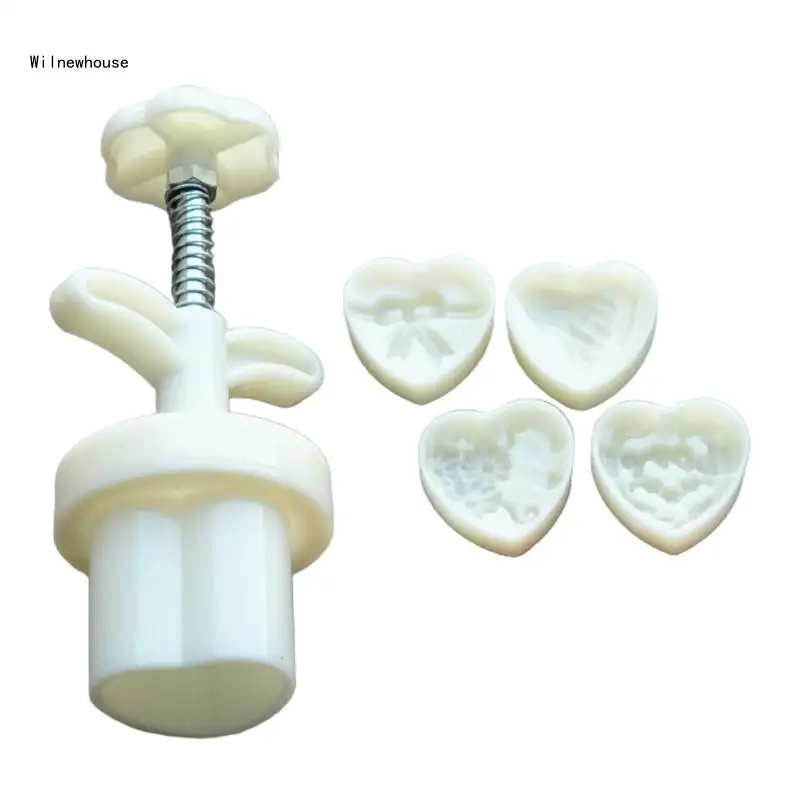 

Mid-Autumn Festival Mooncake Makers Heart Shaped Moon Cake Mold Cookie Stamps DIY Hand Press Cookie Dessert Cutters Dropship