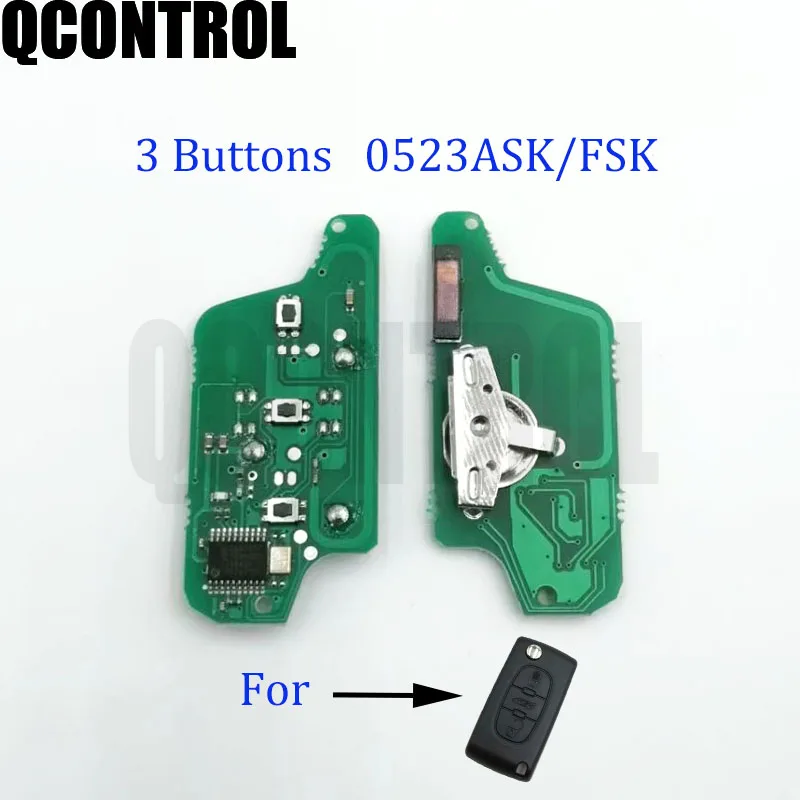 QCONTROL 433MHz Flip Remote Key Circuit Board 3BT for PEUGEOT Partner 807 307 207 407 308 CC Expert SW Lamp/Light Button CE0523