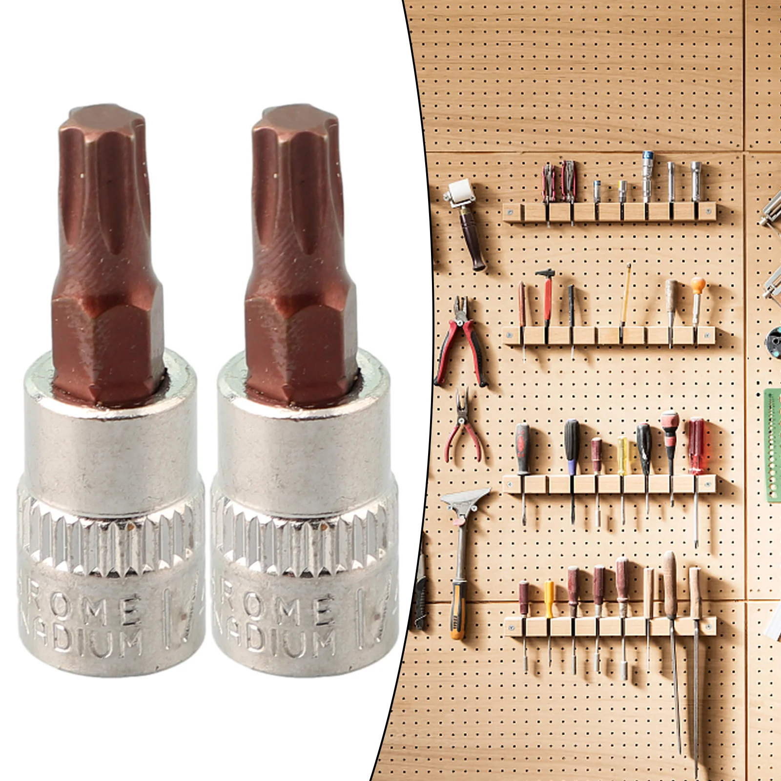 Description Picture 2 of item2PCS 1/4 Inch Hex Shank Torx Screwdriver Sockets Bits T8 T10 T15 T20 T25 T27 T30 T40 Repair Hand Tools Set For Household