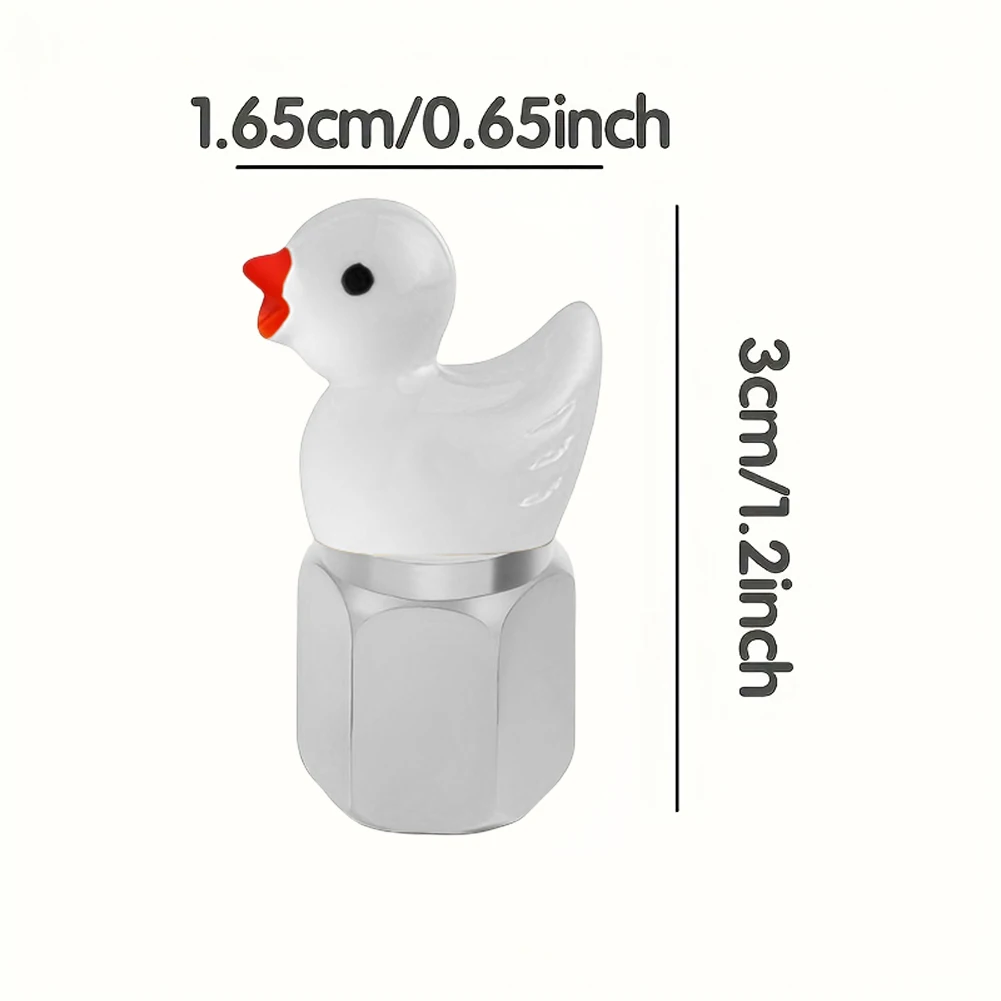 4Pcs Cute Duck Glow in The Dark Tire Valve Caps Auto Tire Valve Stem Caps Tire Air Valve Caps for Cars Motorcycles Bicycles
