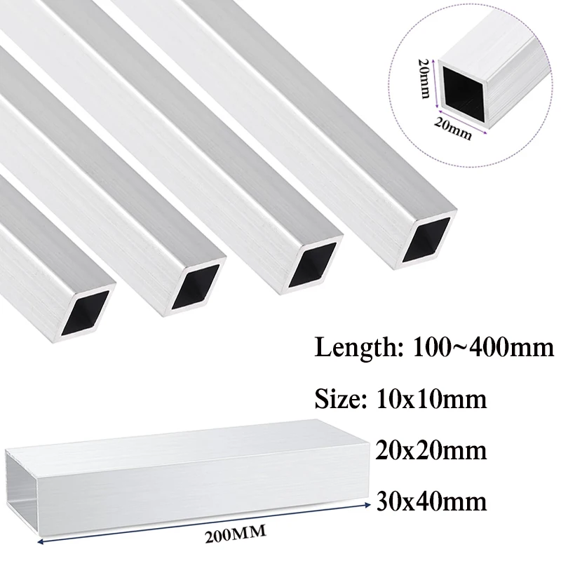 Rectangular Aluminum Tube Profile 10x10mm 20x20mm 30x40mm Aluminium Alloy Square Pipe Complete Specifications Widely Used aluminium tube