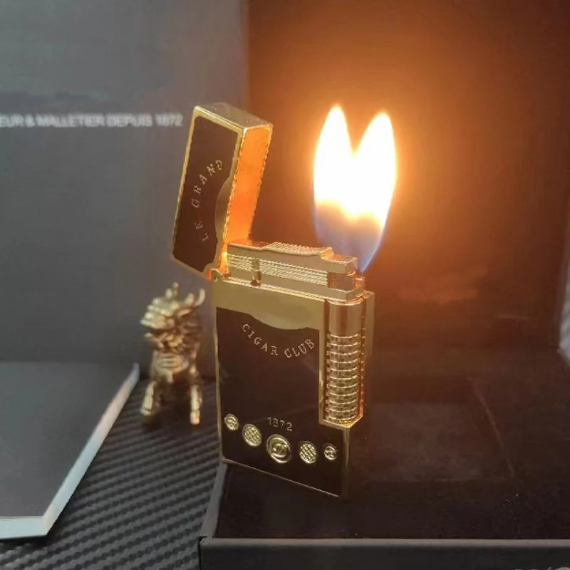 

New arrivals Light Luxury Ligne 2 Lighters Double Flame Tobacco Cigar Cigarette gas Lighter Smoking Bright Ping Sound Windproof