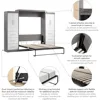 Nebula Queen Murphy Bed with 2 Wardrobes (115W) in Bark Gray, Sleeping Arrangement and Closet Organizers for Multipurpose 5