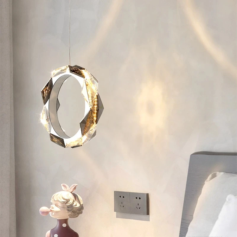 

3 Color Switch Minimalist Crystal LED Pendant Light AC110V 220V For Living Bedroom Room Chandelier Light Home Indoor Decorative