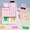 Wood Toy Cash Register Pretend Play Money Counting Toys Cash Register Play Money Strong Cashier Toy With Scanner And Credit Card 4