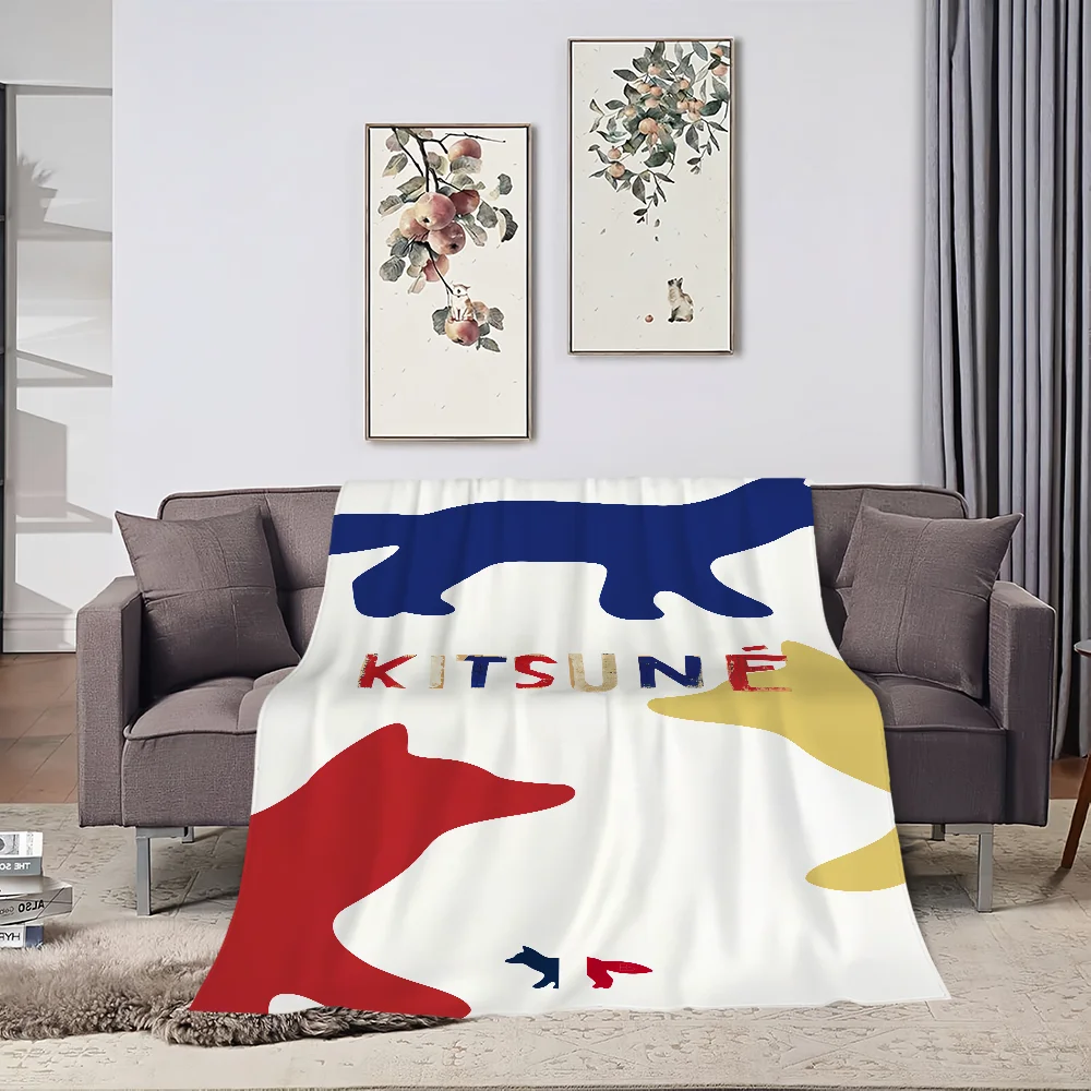 Fashion M-MaisonS K-KitsuneS Blanket Soft Plush Nap Sofa rug for Living Room Warm Office Bedroom Birthday Home Travel Kid Gifts 4