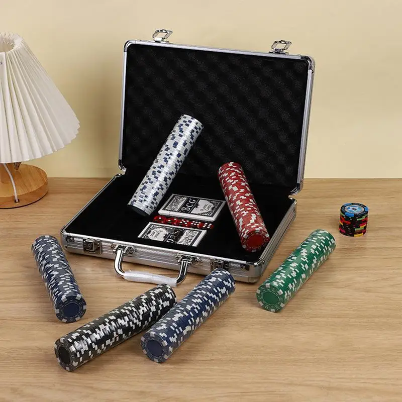 Texas Poker Chips With Box Professional Card Games Counting Casino Poker Game Set Chip Cloth Playing Cards Gambling Games 5