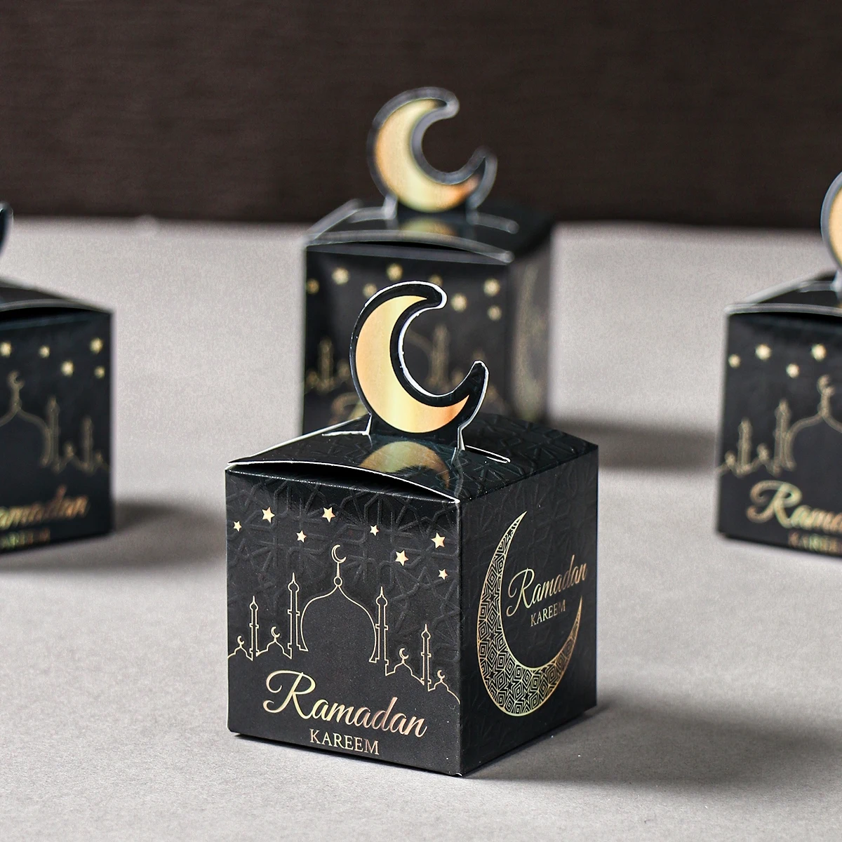 24Pcs Eid Mubarak Candy Gift Box Eid Black White Packaging Box Ramadan Decoration 2024 Islam Muslims Festive Party Supplies