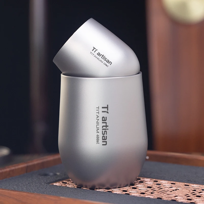 Tiartisan 255ml/400ml Pure Titanium Beer Cup Outdoor Camping Drinkware Lightweight Portable Double Layer Coffee Tea Mug
