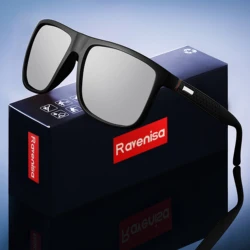 Luxury Square Polarized Sunglasses - Unisex Fashion Eyewear for Travel, Driving, and Fishing (Silver)