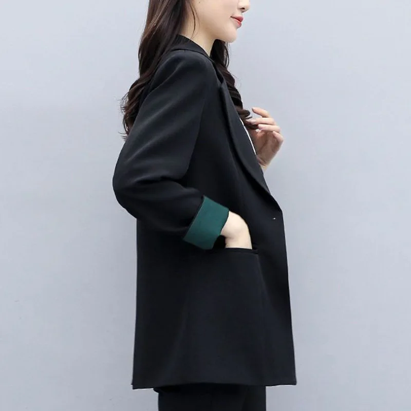 Elegant Solid Color Button Spliced Pockets All-match Blazer Women Clothing 2023 Autumn New Casual Tops Loose Office Lady Blazers