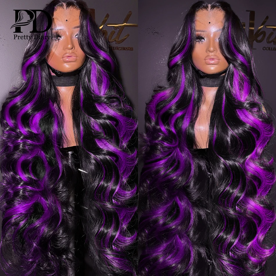 Balayage Hair Purple And Black Hairstyles Purple Balayage Straight Hair  Peekaboo Purple Highlights Black, image size:950x950