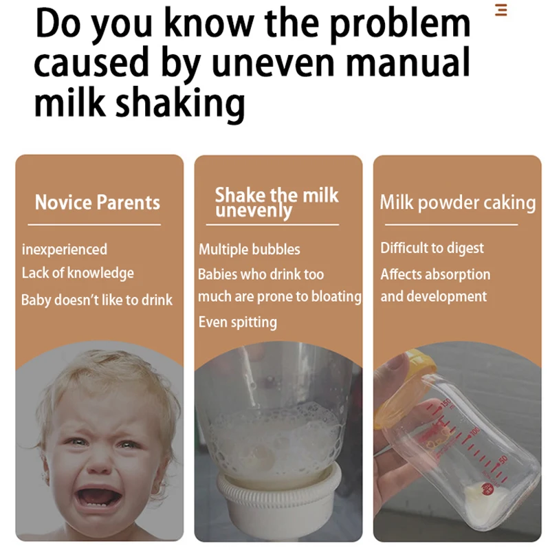 Baby Bottle Shaker USB Charging Milk Blender Feeding Portable Shaking Machine Household Home Babycare Wide Application