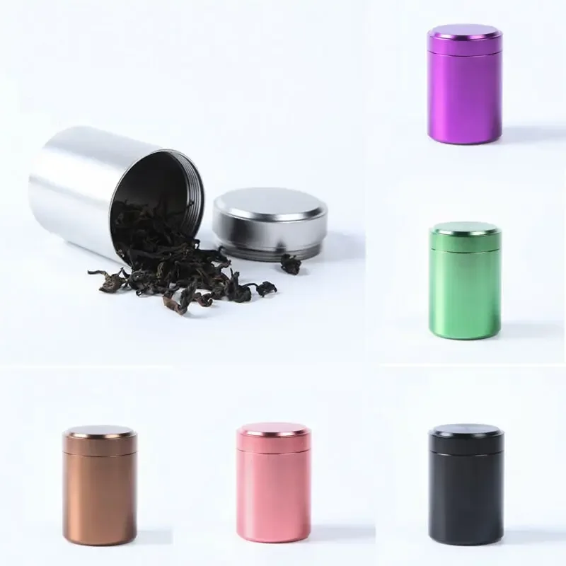Mini Portable Sealed Jar Travel Moisture-proof Solid Color Nut Aluminum Alloy Candy Food Storage Container Tea Can Metal Box